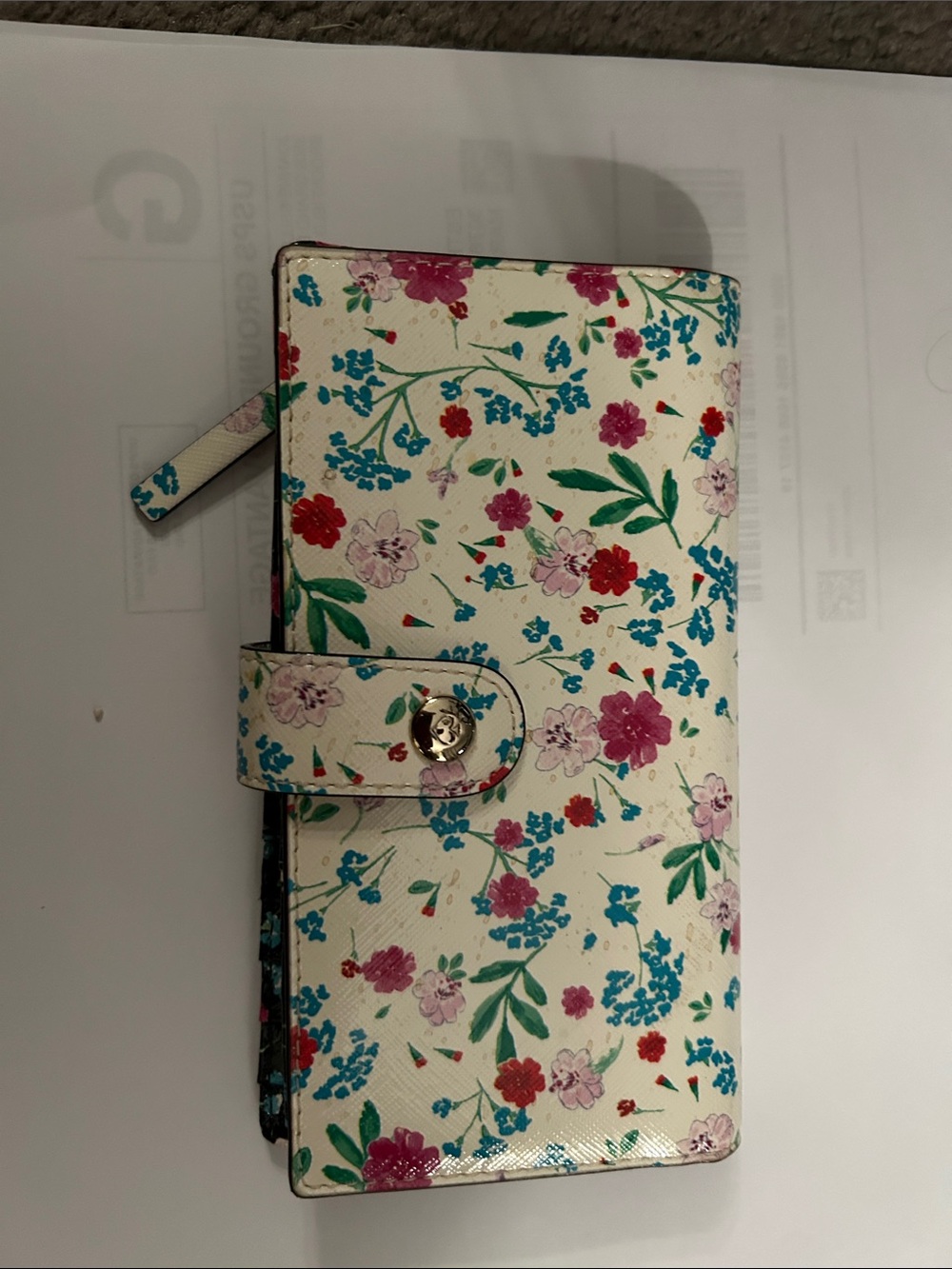 kate spade Cream Floral Zip-Around Wallet